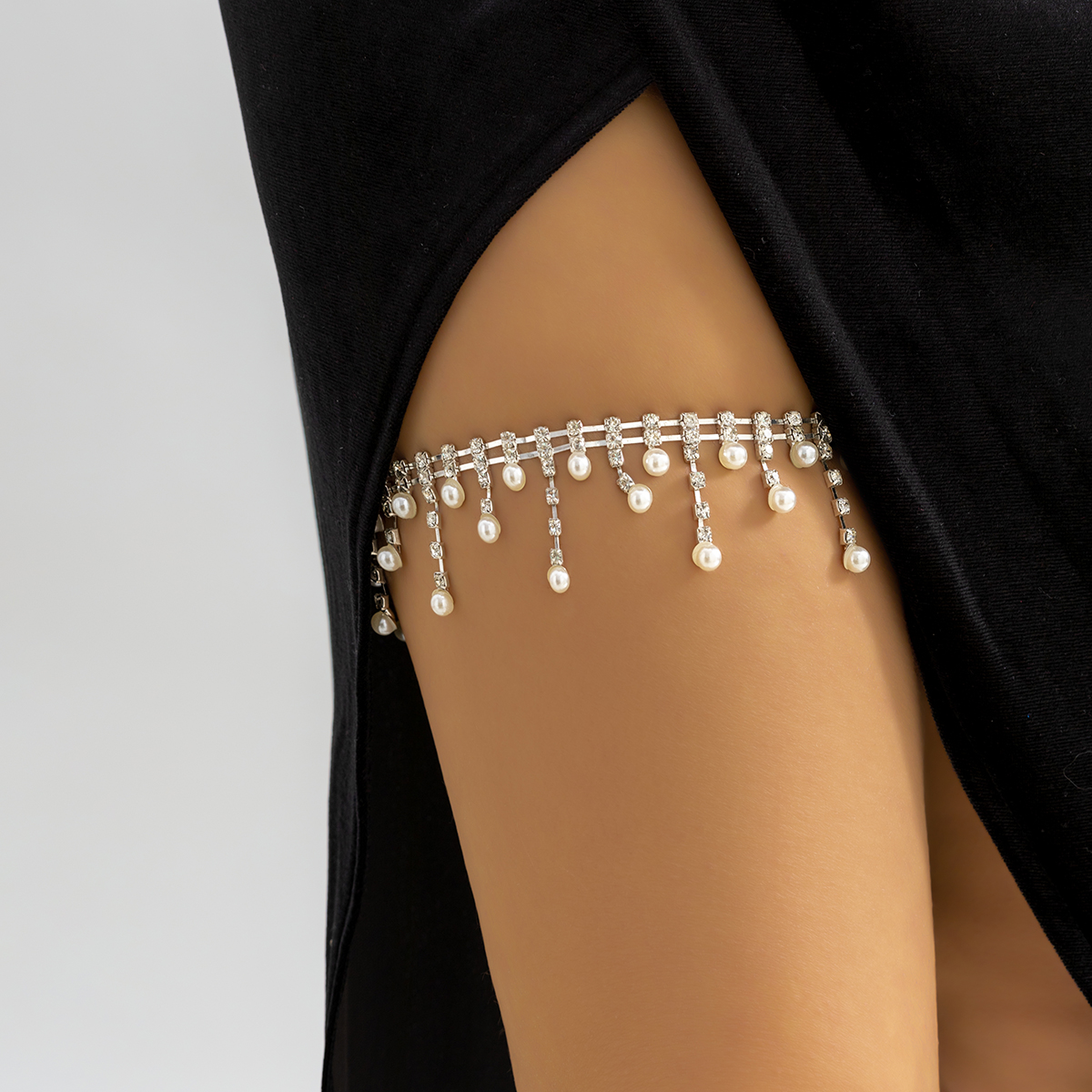 Body Jewelry Thigh Chain - IngeSight.Z Sexy Full Rhinestones Imitation Pearl