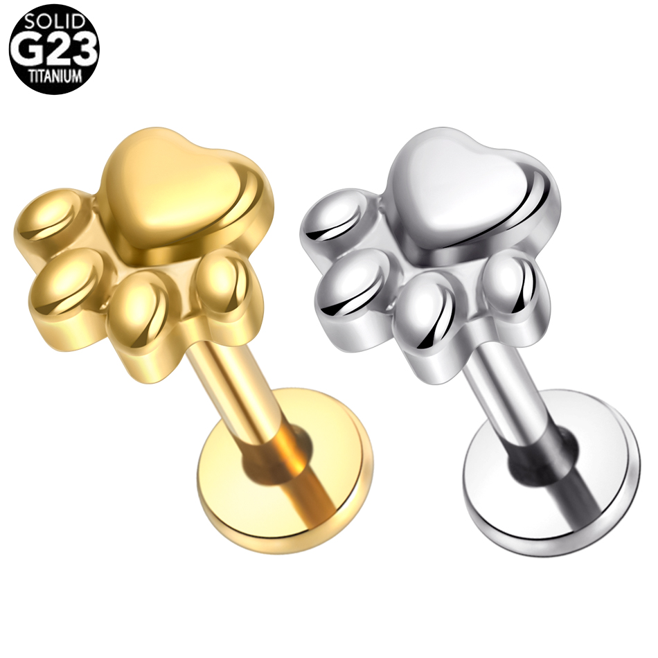 Body Jewelry Internally Threaded - 1pcs Implant Grade Titanium Puppy Paw