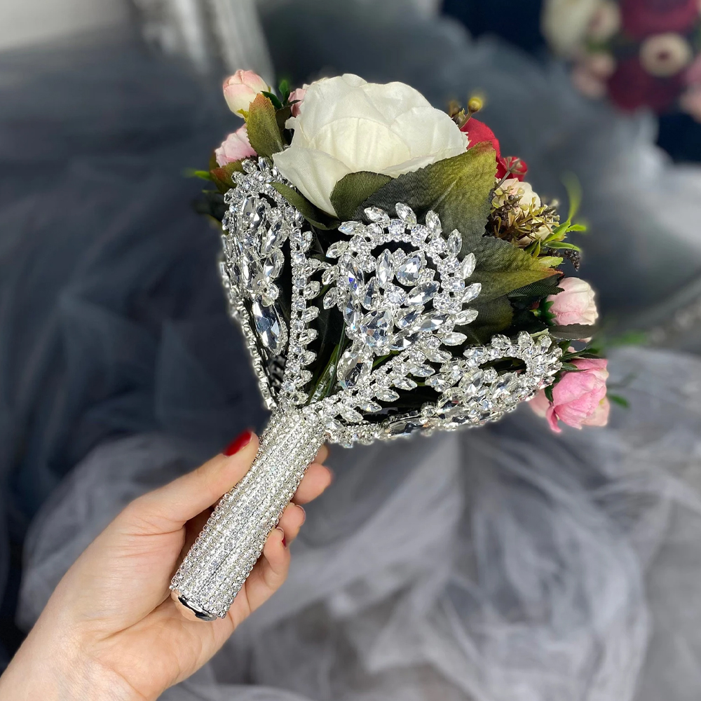 Body Jewelry Storage - Boho Large Rhinestone Bridal Bouquet Holder