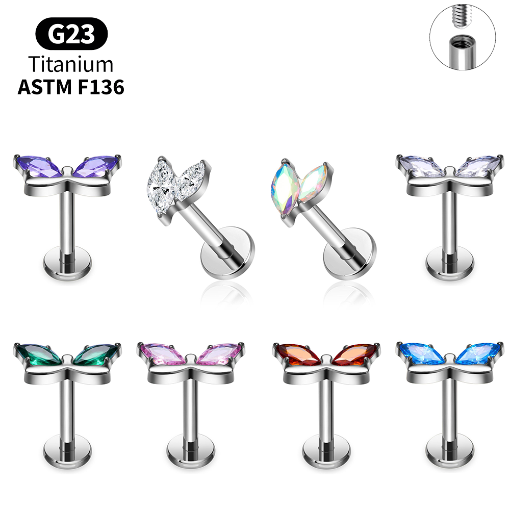 Body Jewelry Vertical Labret - Titanium Wing Labret Lot Helix Tragus