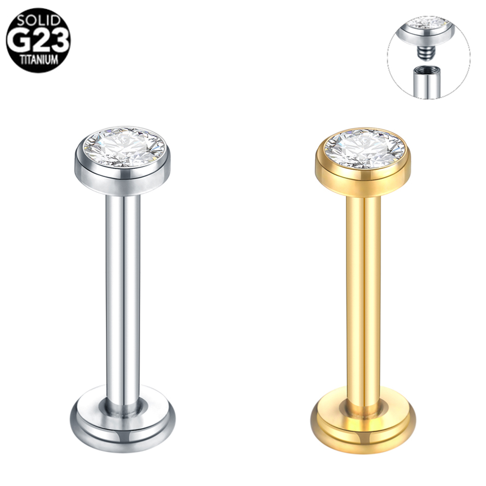 Body Jewelry Internally Threaded - 1PC G23 Titanium Internally Threaded Labret