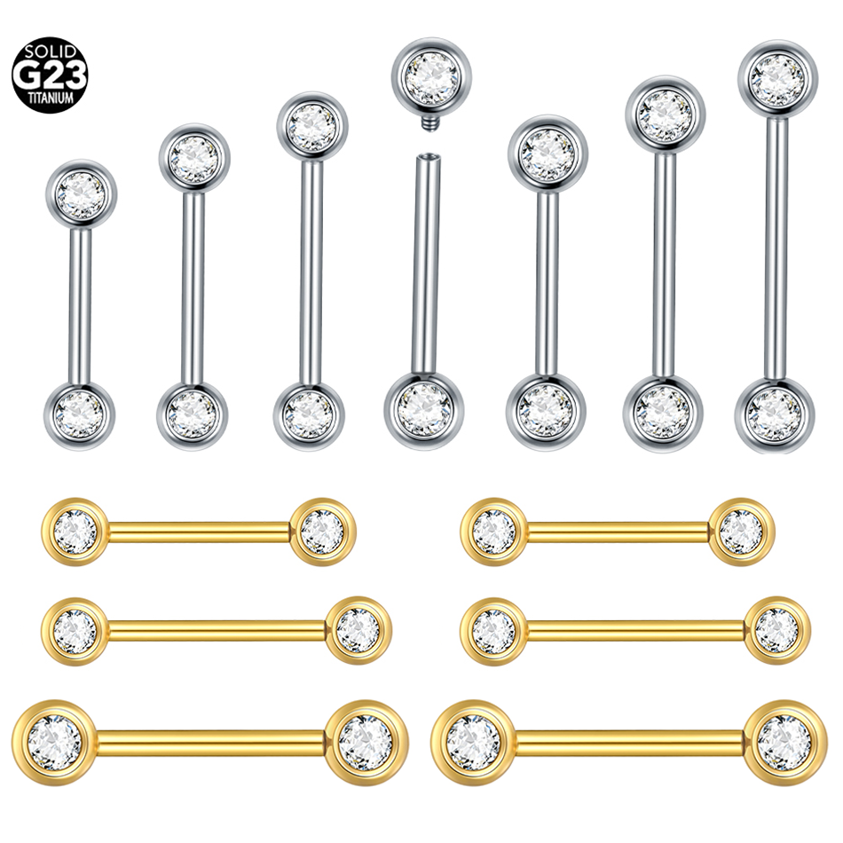 Body Jewelry Nipple Rings - 1/5pcs 6-20mm Titanium CZ Bezel Nipple