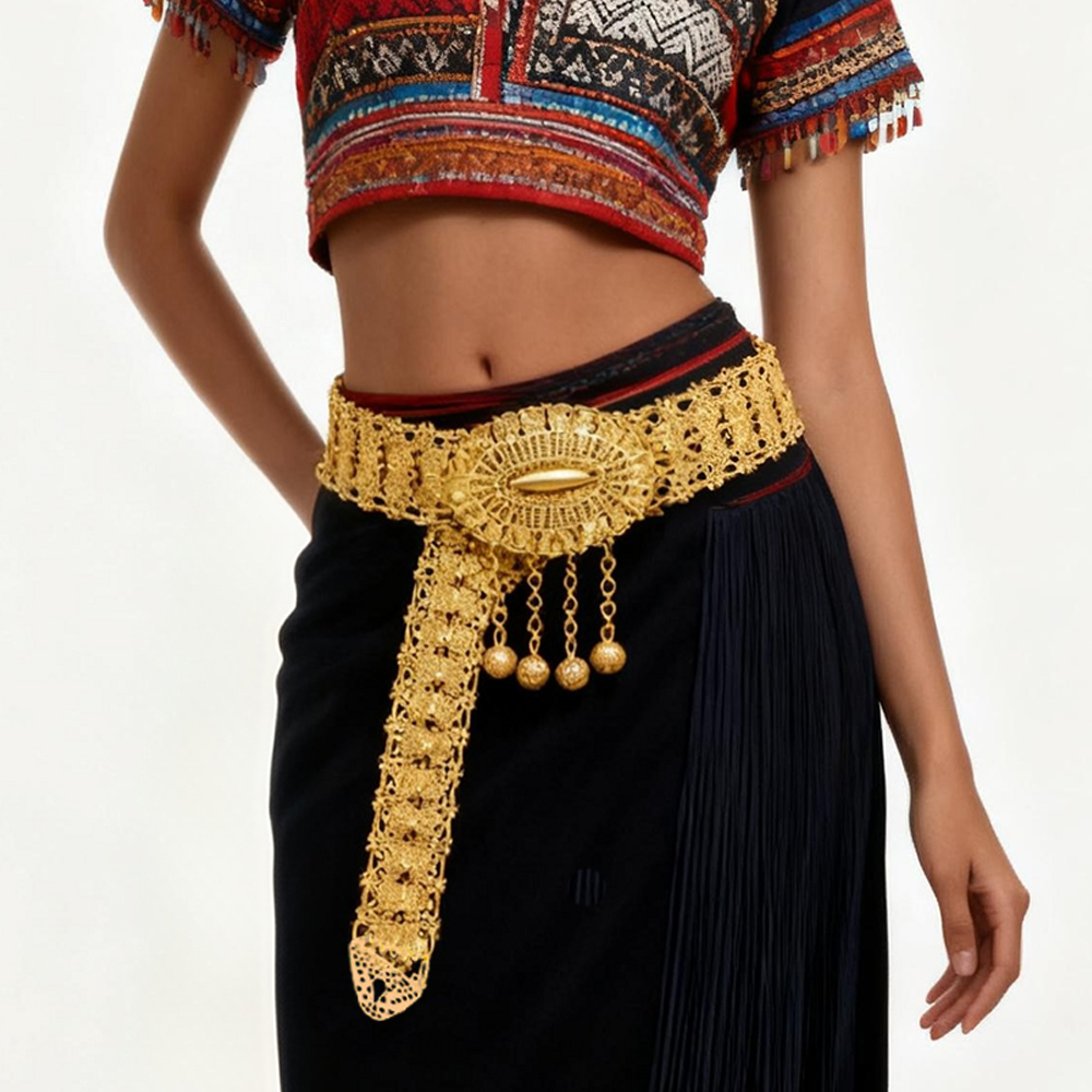 Body Jewelry Dress - Golden Alloy Carved Hollow Geometry Coin