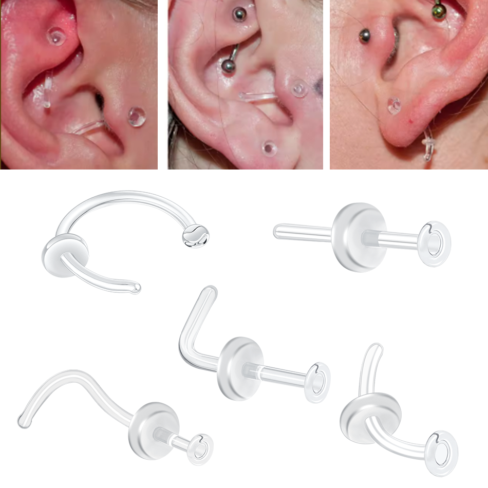 Body Jewelry Storage - 1/5PCS Glass Nose Stud Transparent Glass