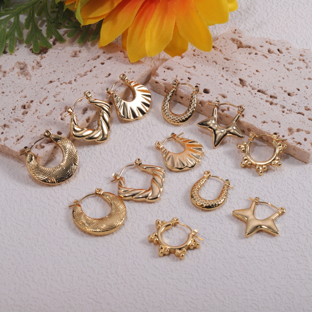 Body Jewelry Materials - YW Geometric Earrings Simple Style Golden