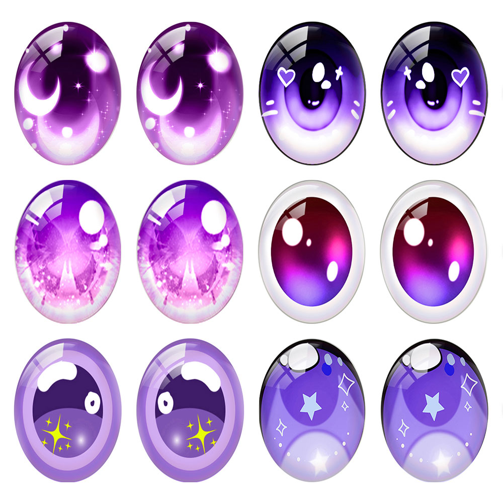 Star Flat Back - 5pairs/lot Oval Cute Cartoon Doll Purple