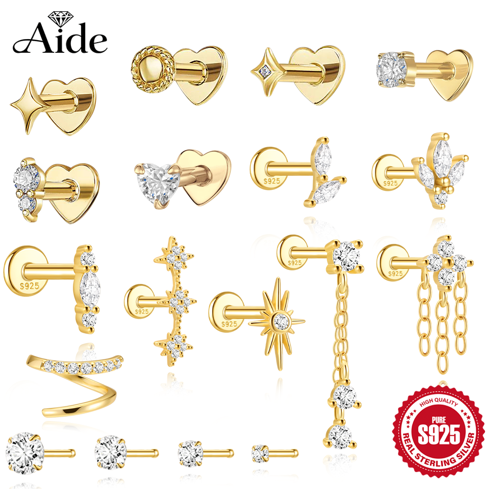 Star Flat Back - AIDE 925 Sterling Silver Star/Heart Zircon