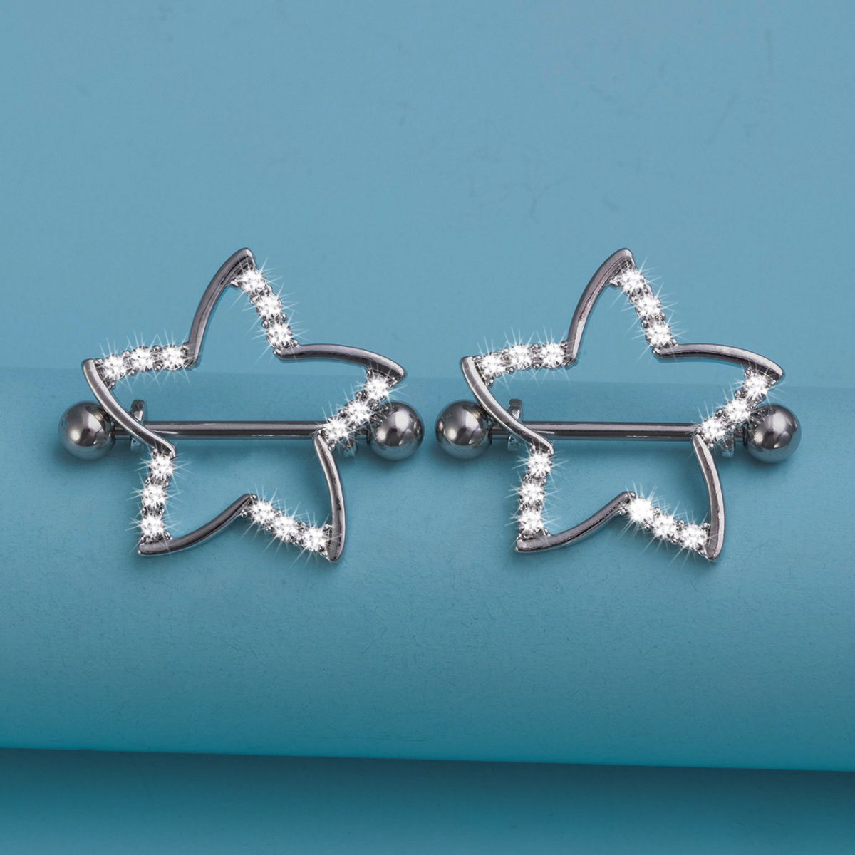 Body Jewelry Nipple Rings - 2pcs Nipple Ring Barbell Rhinestone Paved