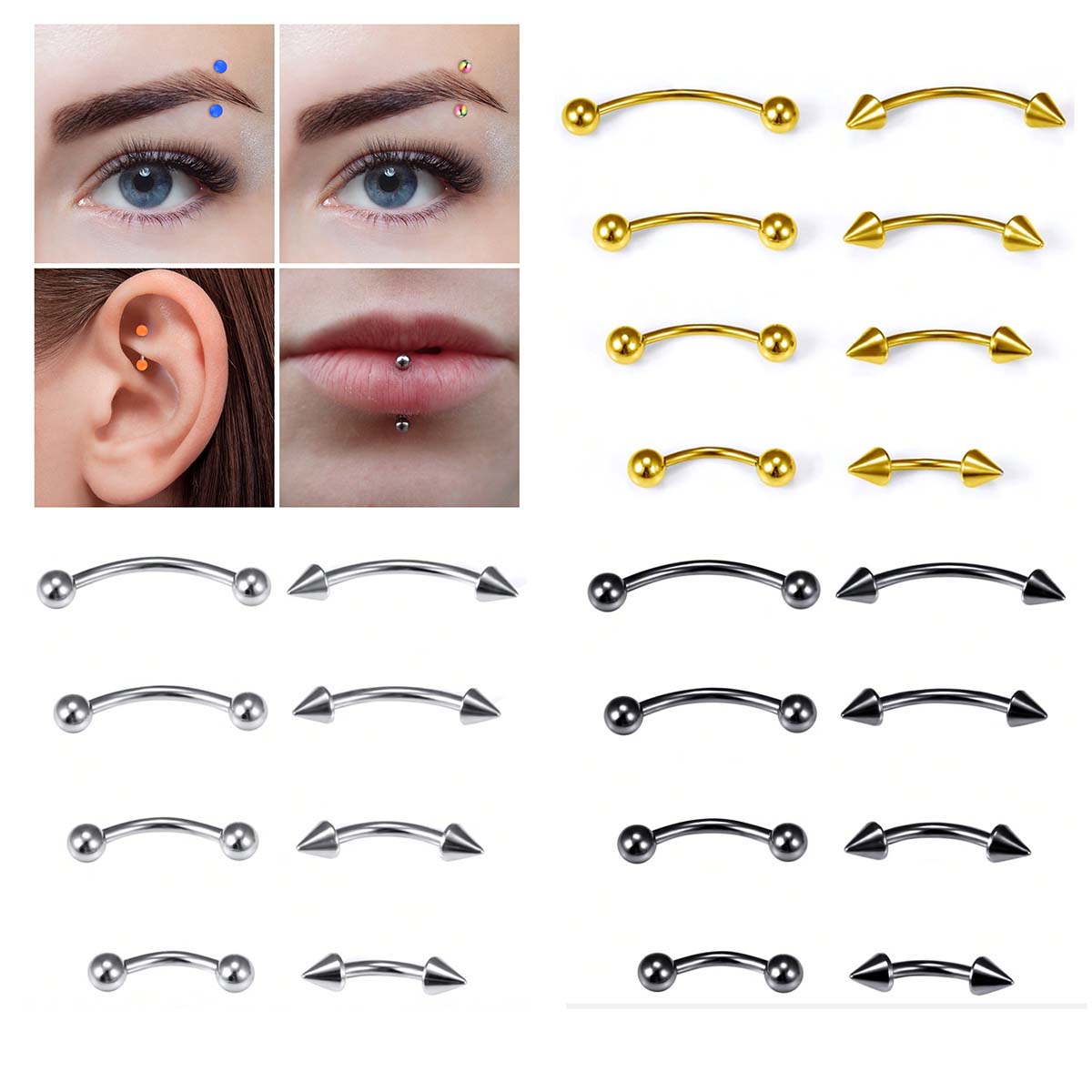 Body Jewelry Vertical Labret - 8Pcs/Set Eyebrow Piercing Jewelry Surgical Steel
