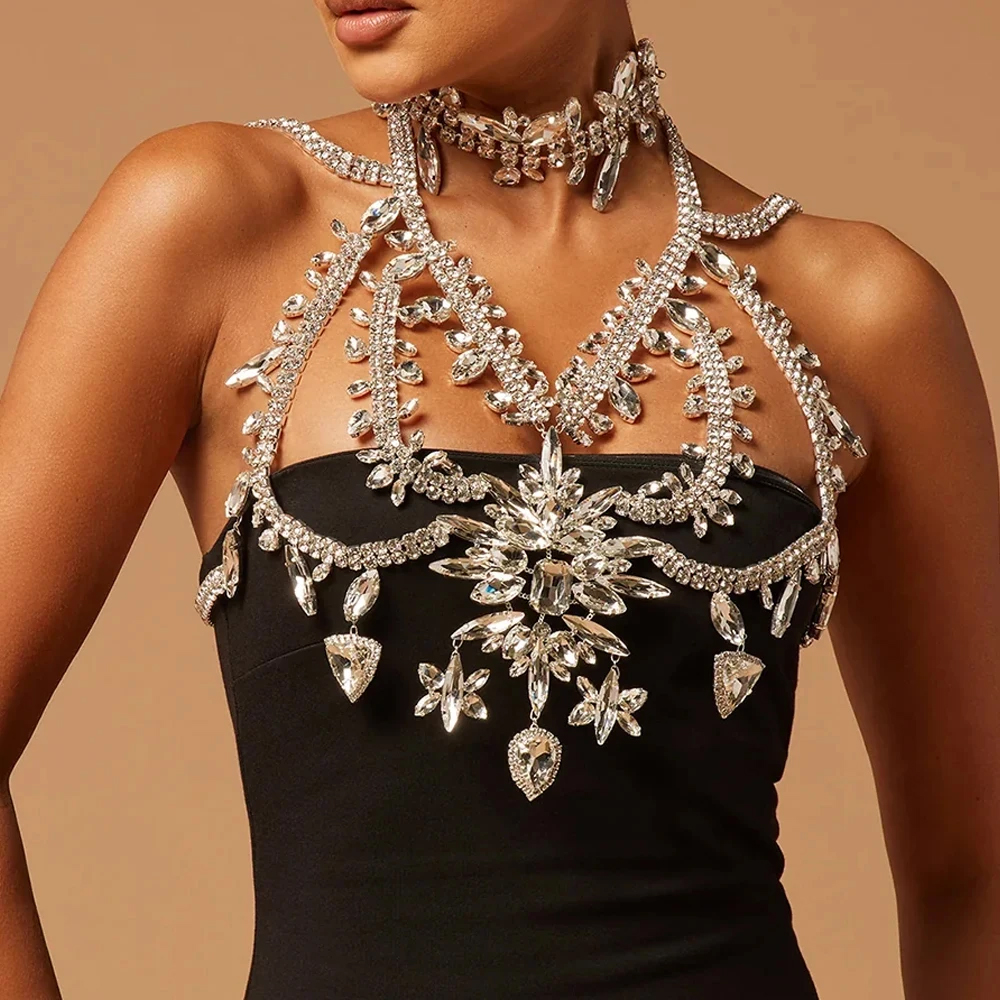 Body Jewelry Dress - Summer Exaggerated Crystal Bra Vest Dress