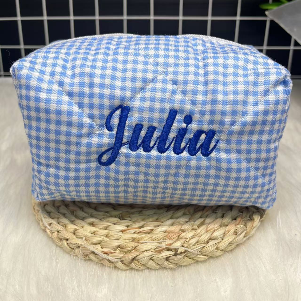 Body Jewelry Storage - Large Capacity Striped Cosmetic Bag with