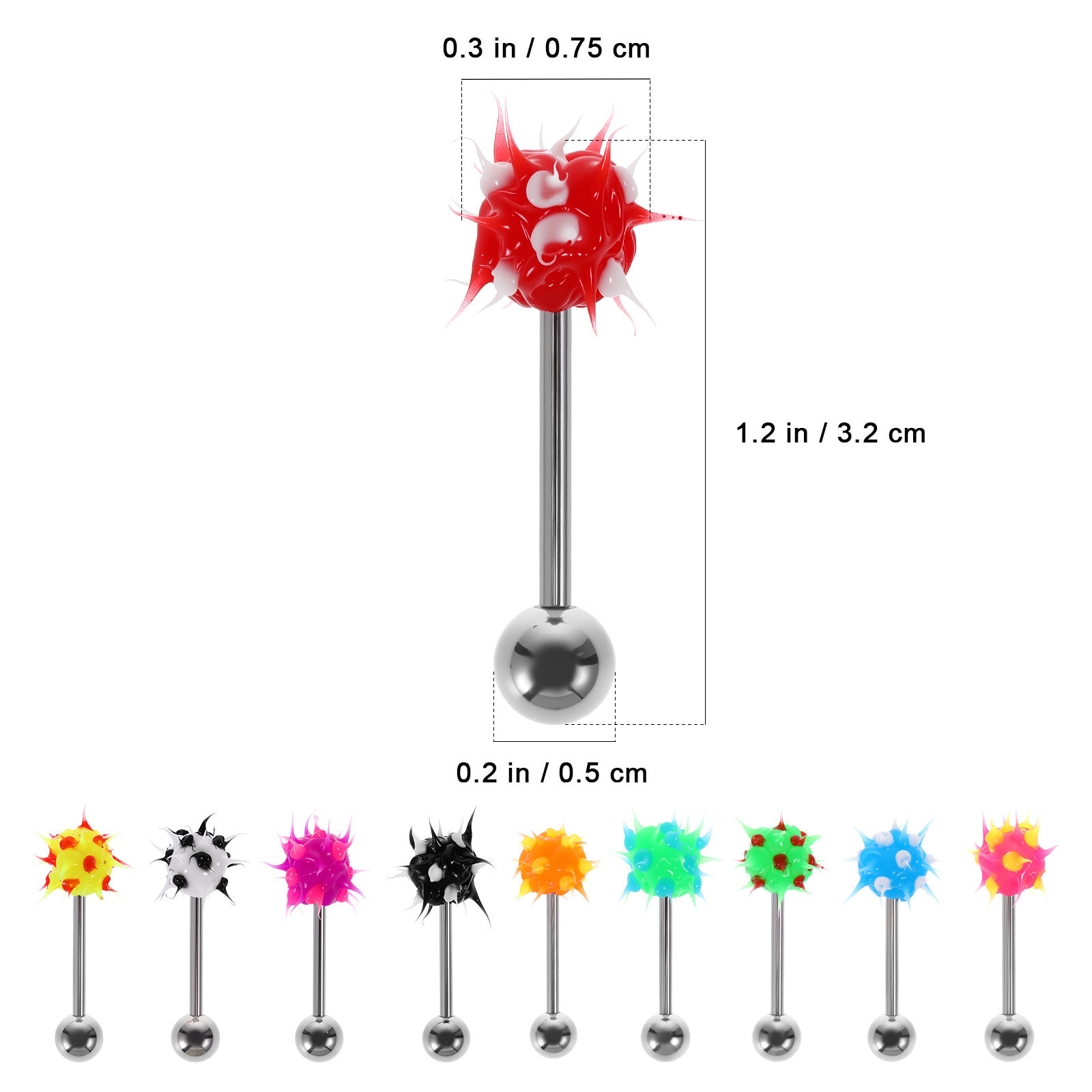 10Pcs Tongue Studs Body Jewelr - Body Jewelry Materials 评论和价格