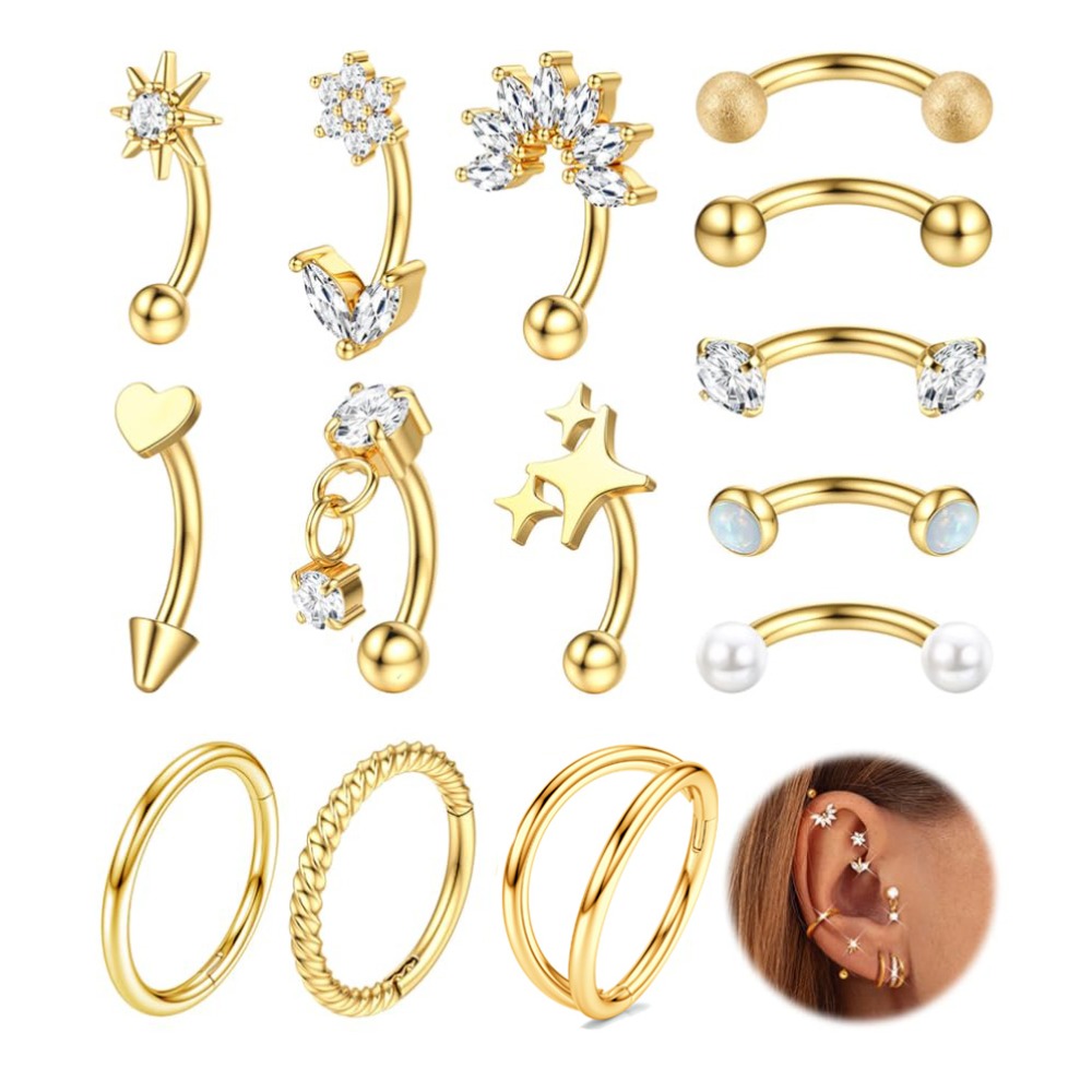 Drperfect 1PC Rook Eyebrow Pie - Eyebrow Curved Barbell 评论和价格