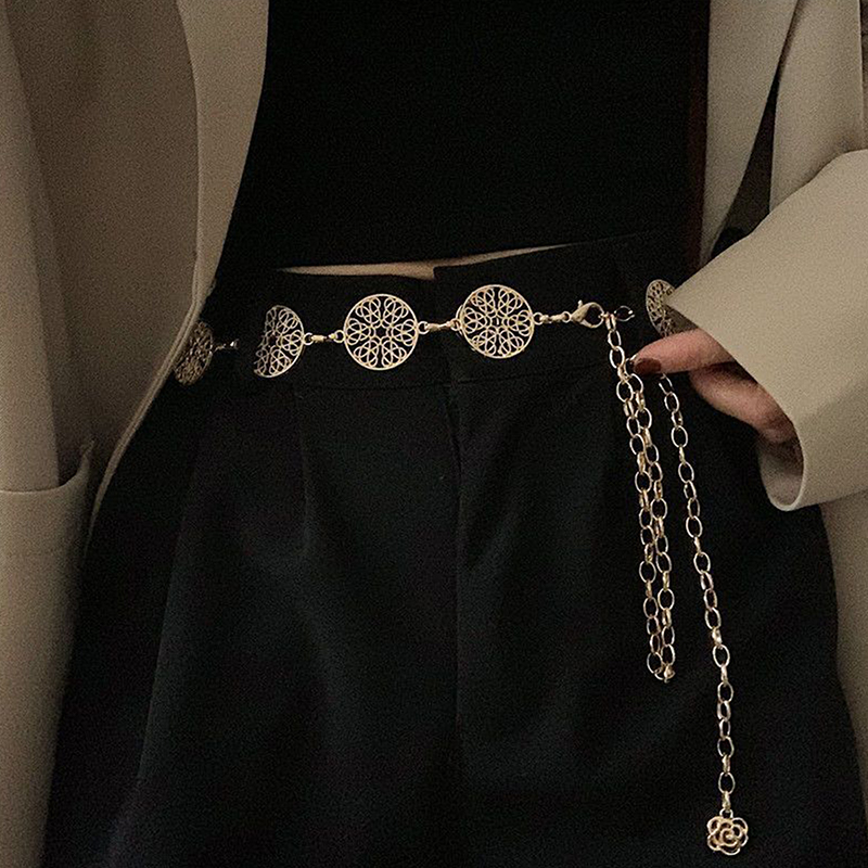 Elegant Round Metal Belt For W - Body Jewelry Dress 评论和价格