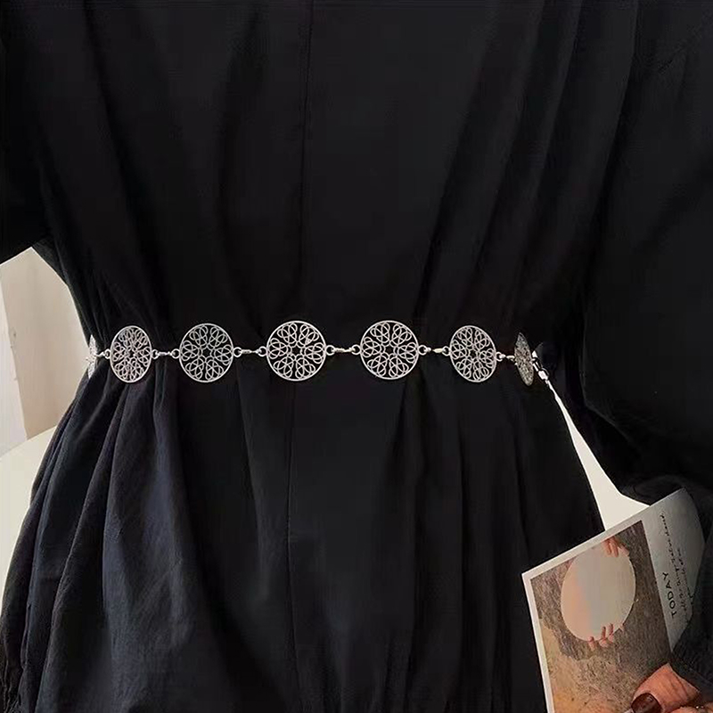 Elegant Round Metal Belt For W - Body Jewelry Dress 评论和价格
