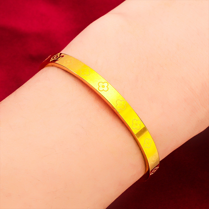 24K gold clasp bracelet  AU999 - Yellow Body Jewelry 评论和价格