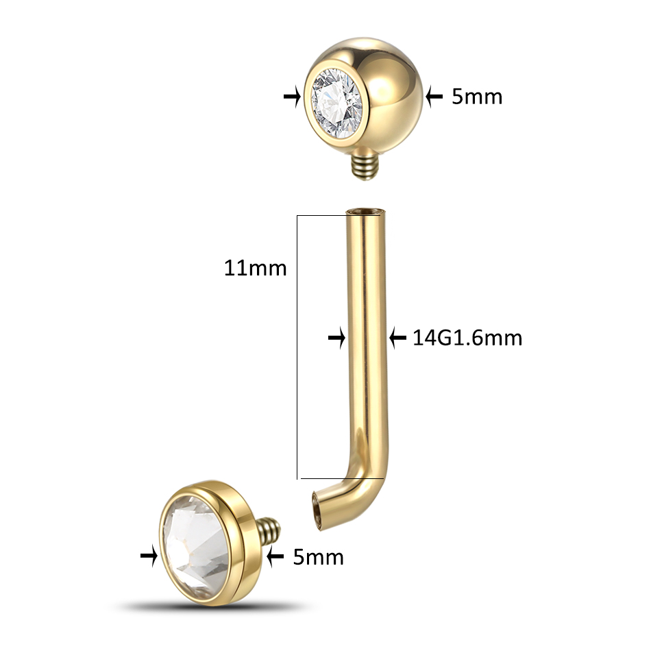 1PC G23 Titanium CZ Curved Bar - Body Jewelry Vch 评论和价格