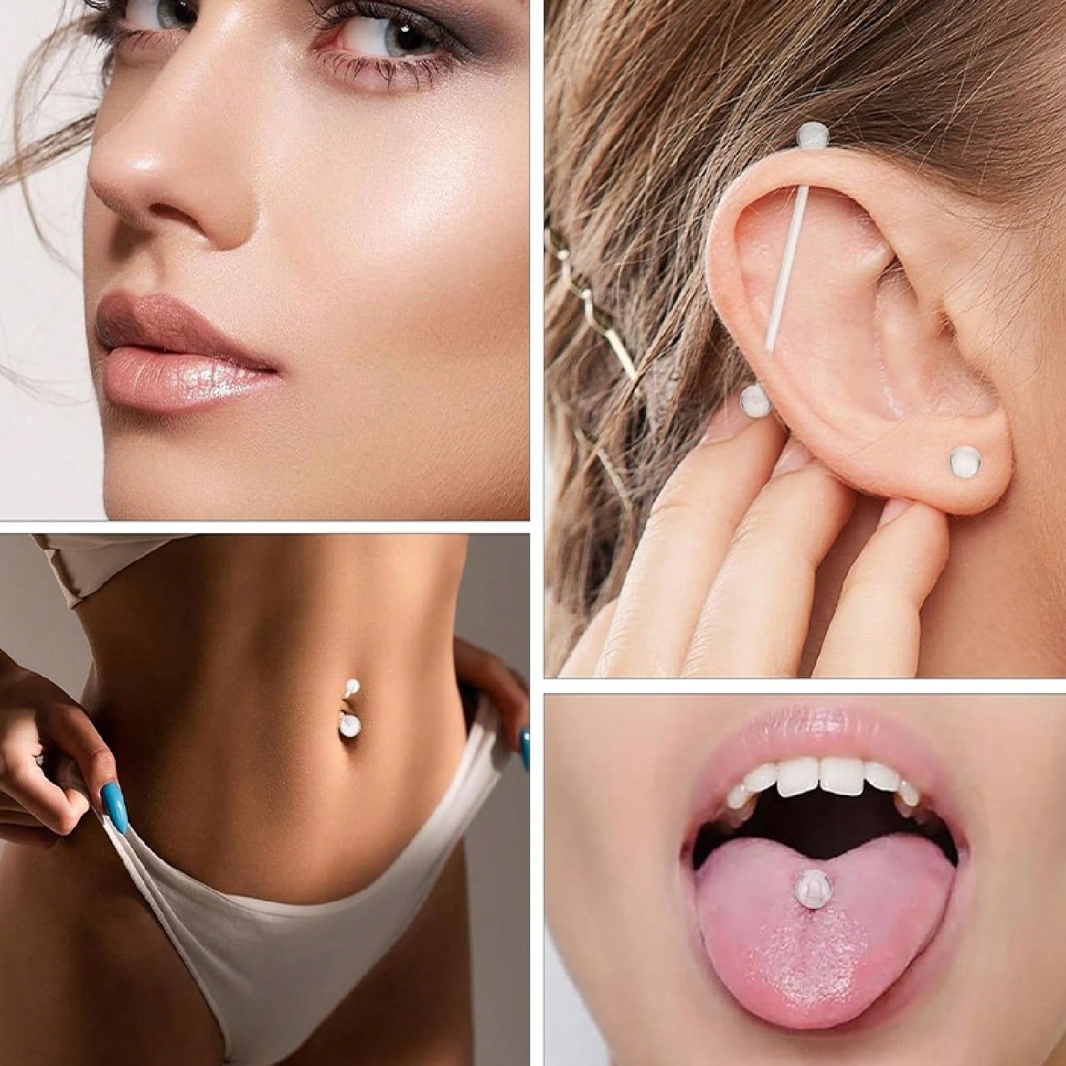 12pcs Clear Pink Industrial Pi - Body Jewelry Vertical Labret 评论和价格
