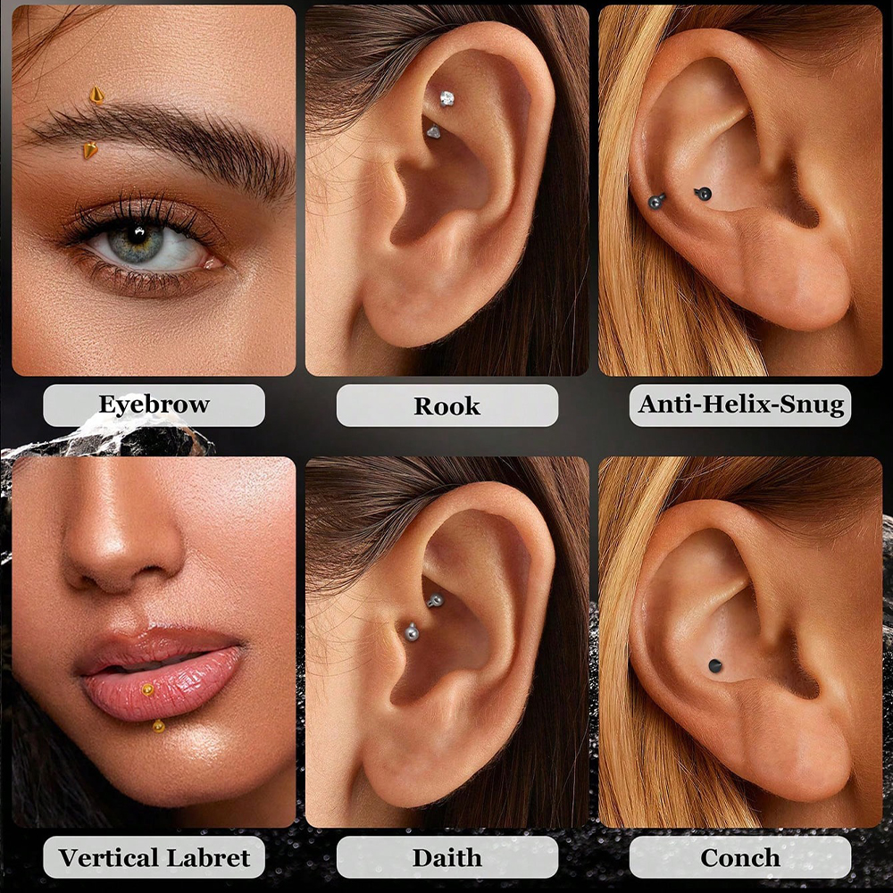 6pcs 16G Stainless Steel Small - Body Jewelry Vertical Labret 评论和价格