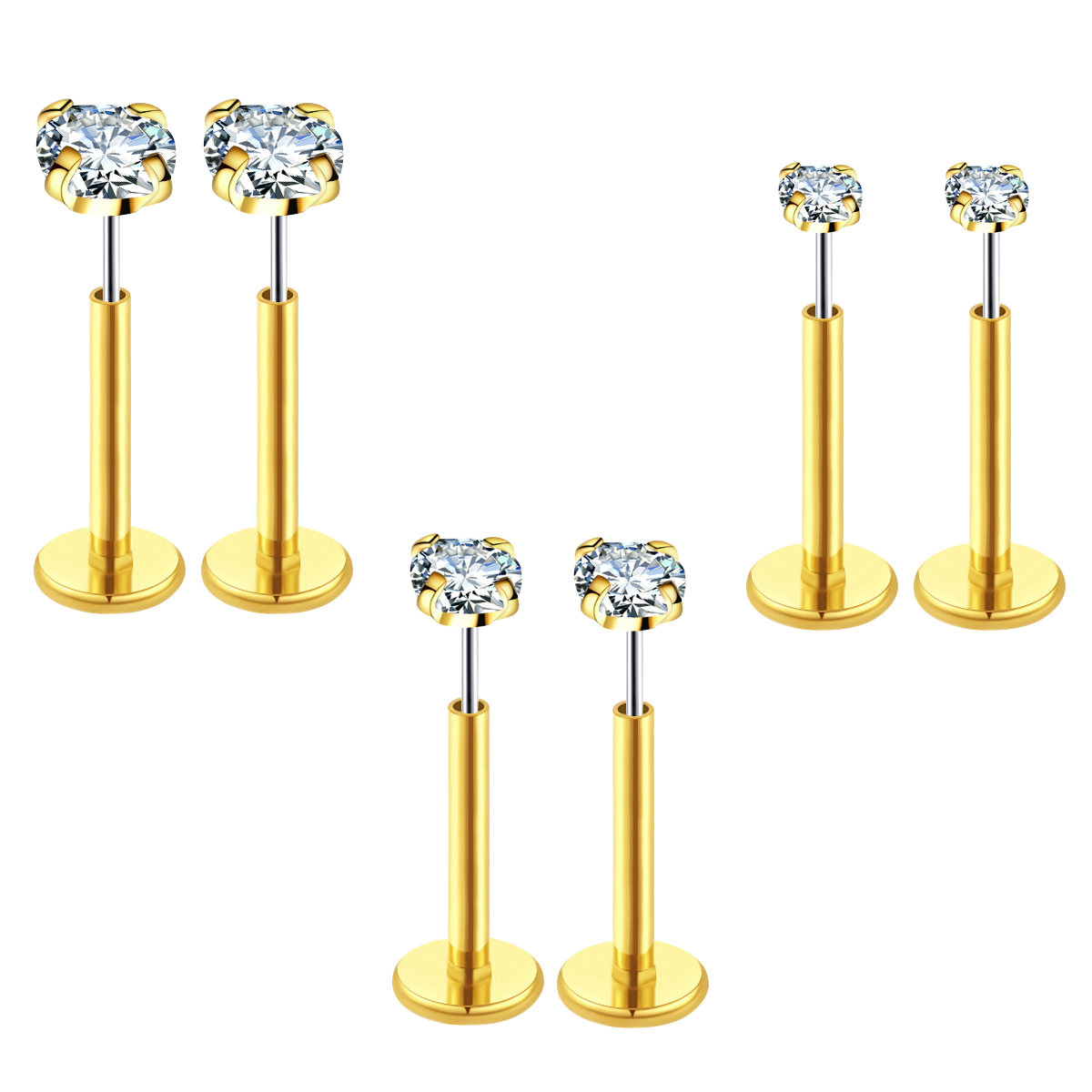 20G Flact Back Earrings Stud H - Body Jewelry Threadless 评论和价格