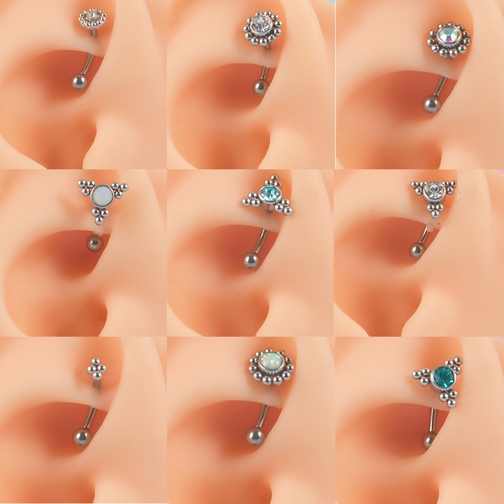 1PC G23 TItanium 16G Crystal R - Eyebrow Curved Barbell 评论和价格