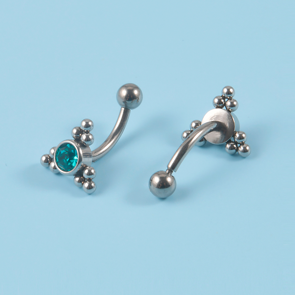 1PC G23 TItanium 16G Crystal R - Eyebrow Curved Barbell 评论和价格