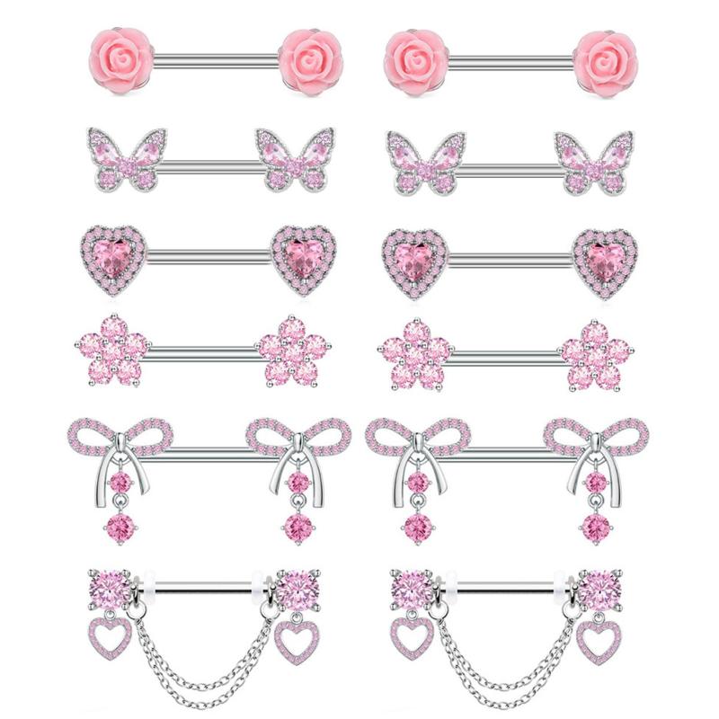 Stainless Steel Rose Butterfly - Body Jewelry Nipple Rings 评论和价格