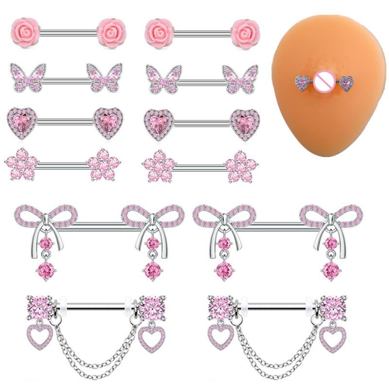 Stainless Steel Rose Butterfly - Body Jewelry Nipple Rings 评论和价格