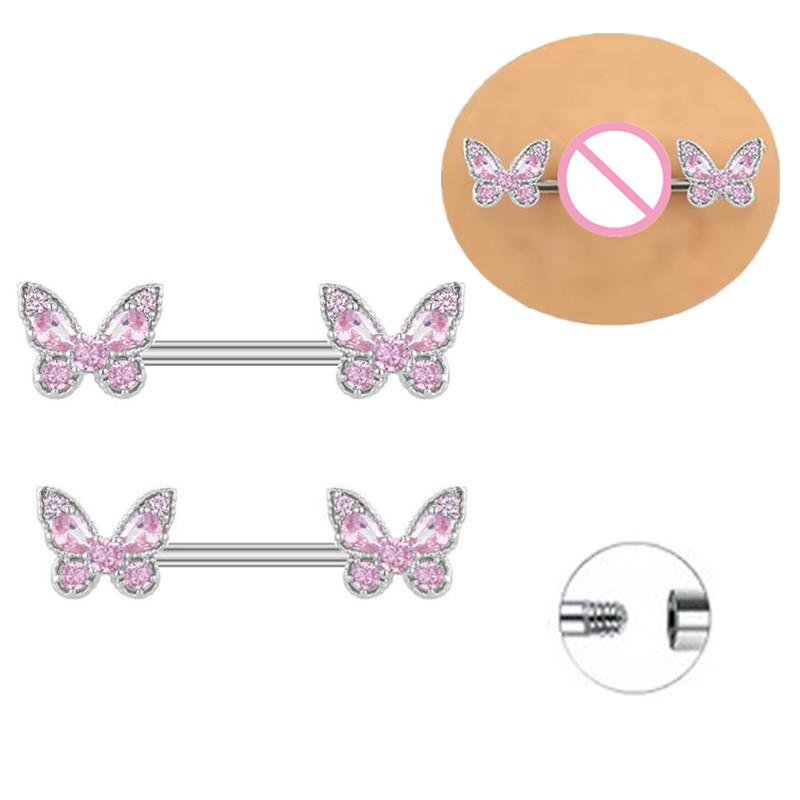 Stainless Steel Rose Butterfly - Body Jewelry Nipple Rings 评论和价格