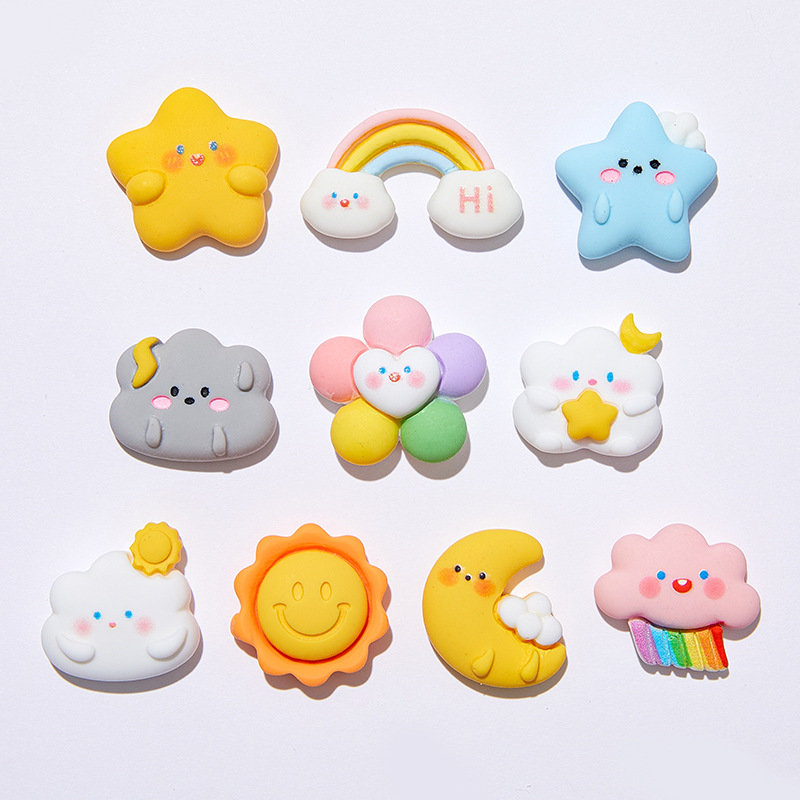 10pcs Cartoon Rainbow Clouds M - Star Flat Back 评论和价格
