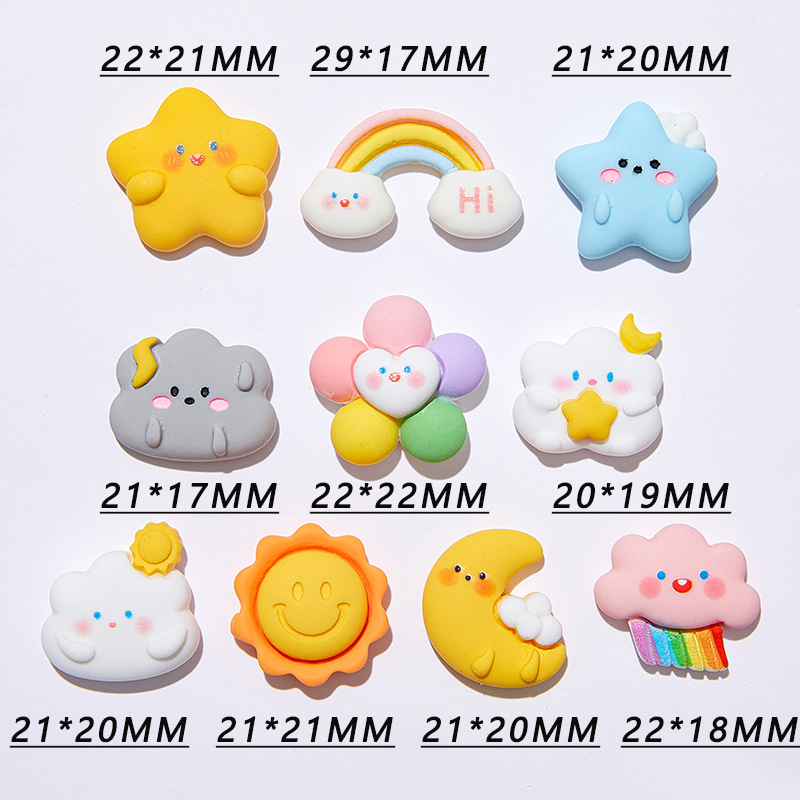 10pcs Cartoon Rainbow Clouds M - Star Flat Back 评论和价格