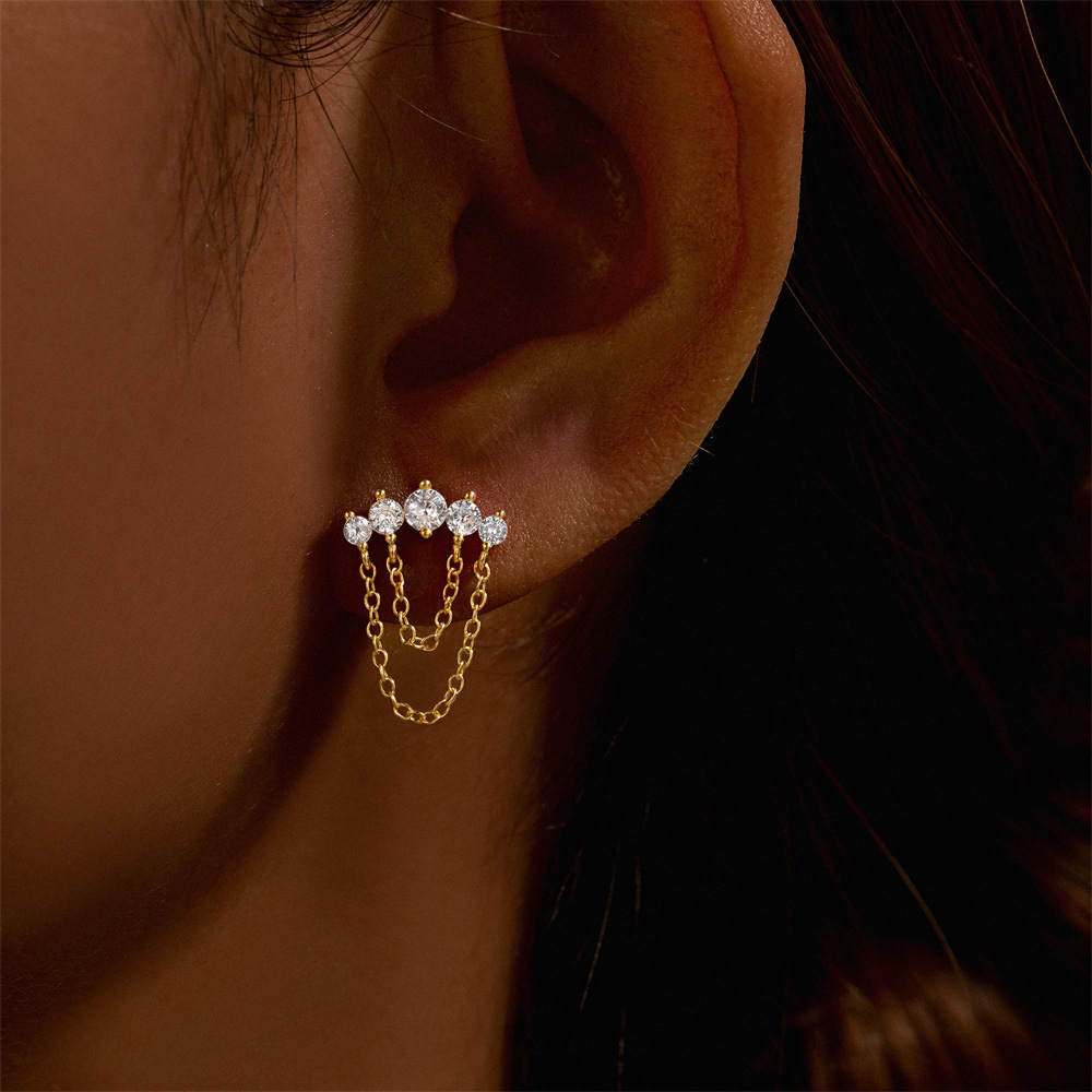 1PCS Copper Chain Tragus Stud  - Body Jewelry Internally Threaded 评论和价格