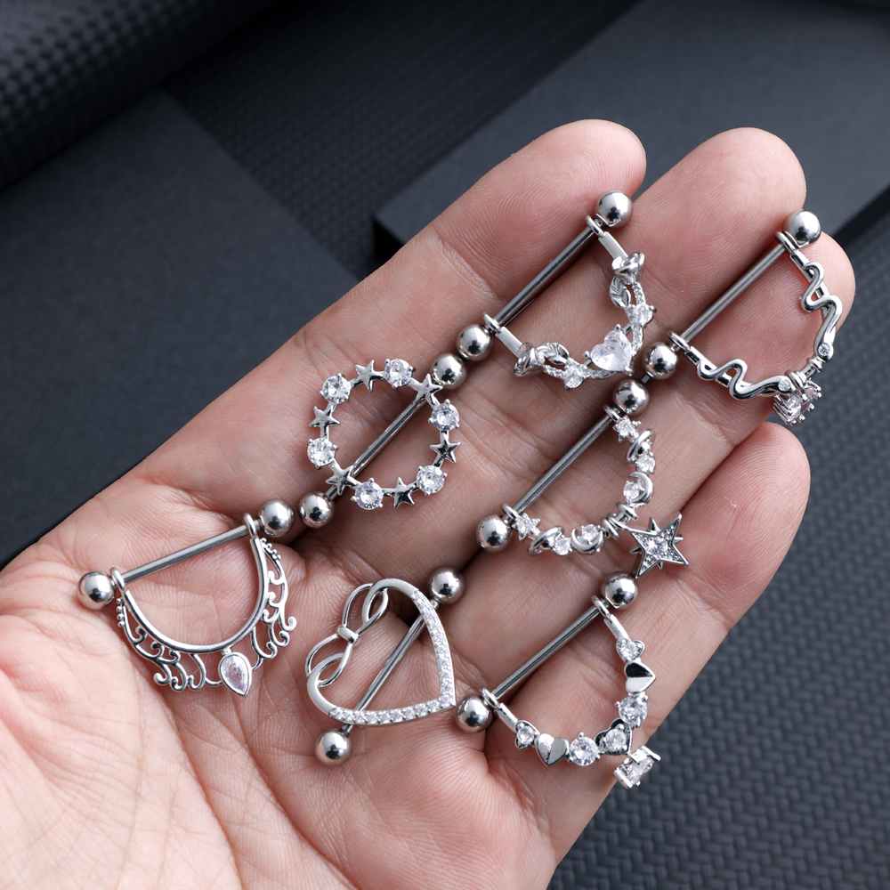 2pcs Mixed-style Lettering Flo - Body Jewelry Nipple Rings 评论和价格