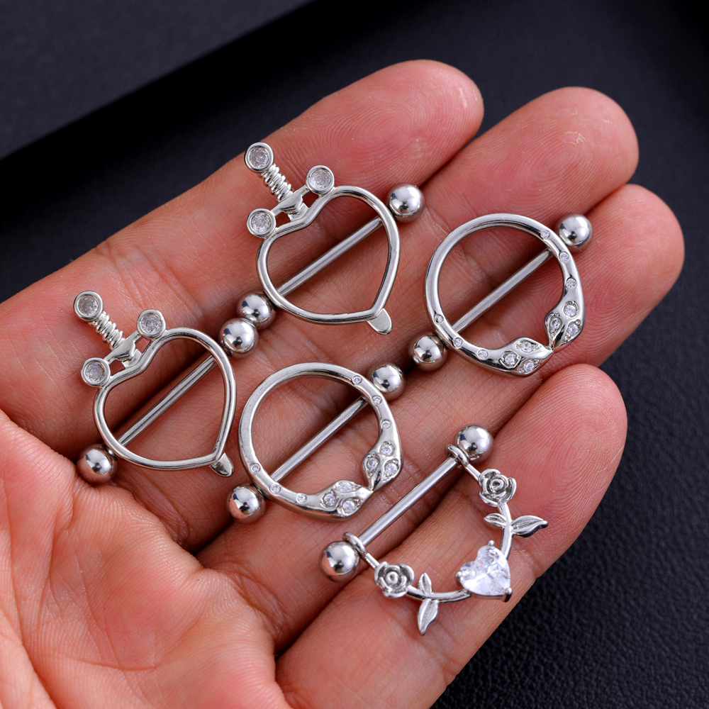 2pcs Mixed-style Lettering Flo - Body Jewelry Nipple Rings 评论和价格
