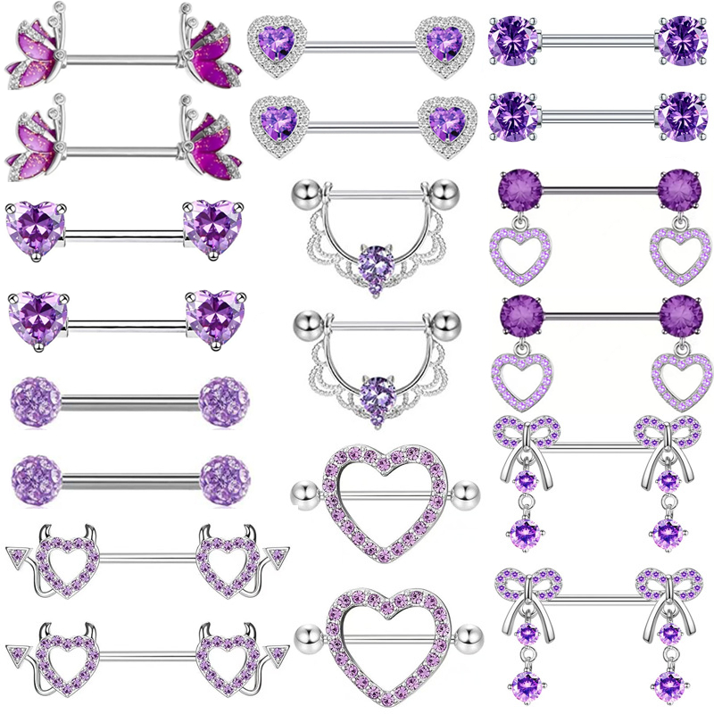 Purple Butterlfy  Nipple Pierc - Body Jewelry Nipple Rings 评论和价格