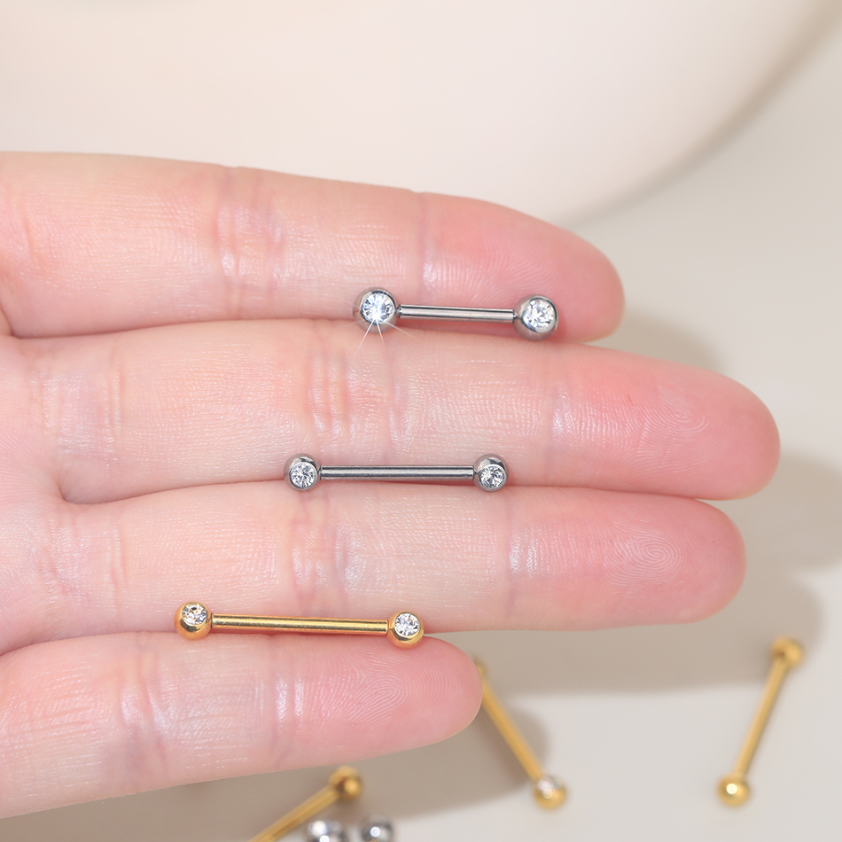 1/5pcs 6-20mm Titanium CZ Beze - Body Jewelry Nipple Rings 评论和价格