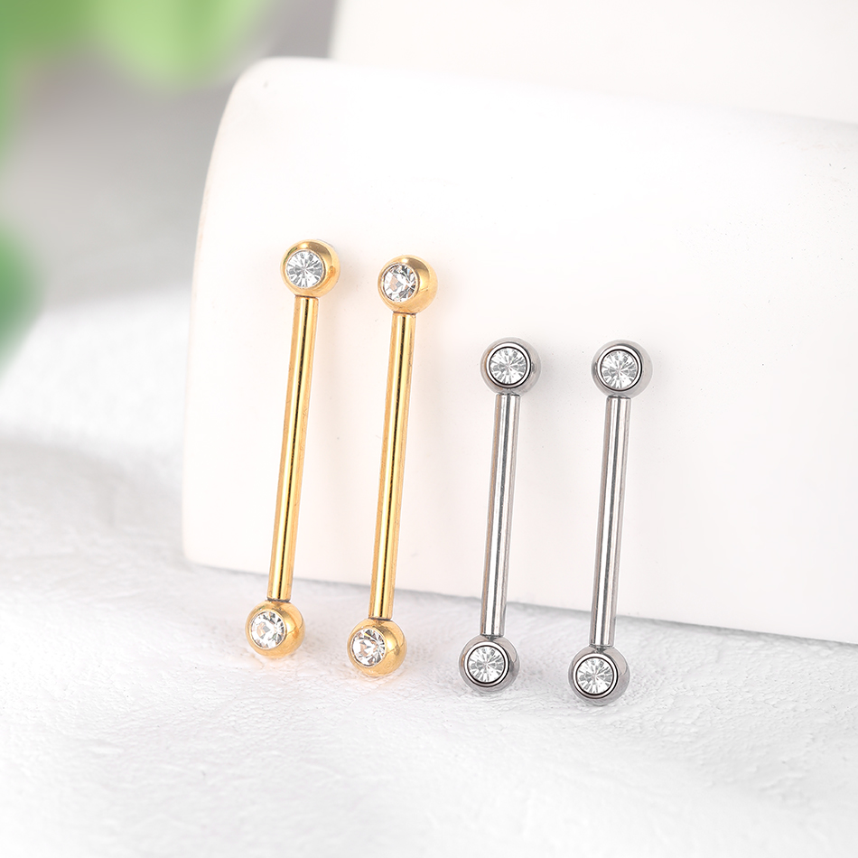 1/5pcs 6-20mm Titanium CZ Beze - Body Jewelry Nipple Rings 评论和价格