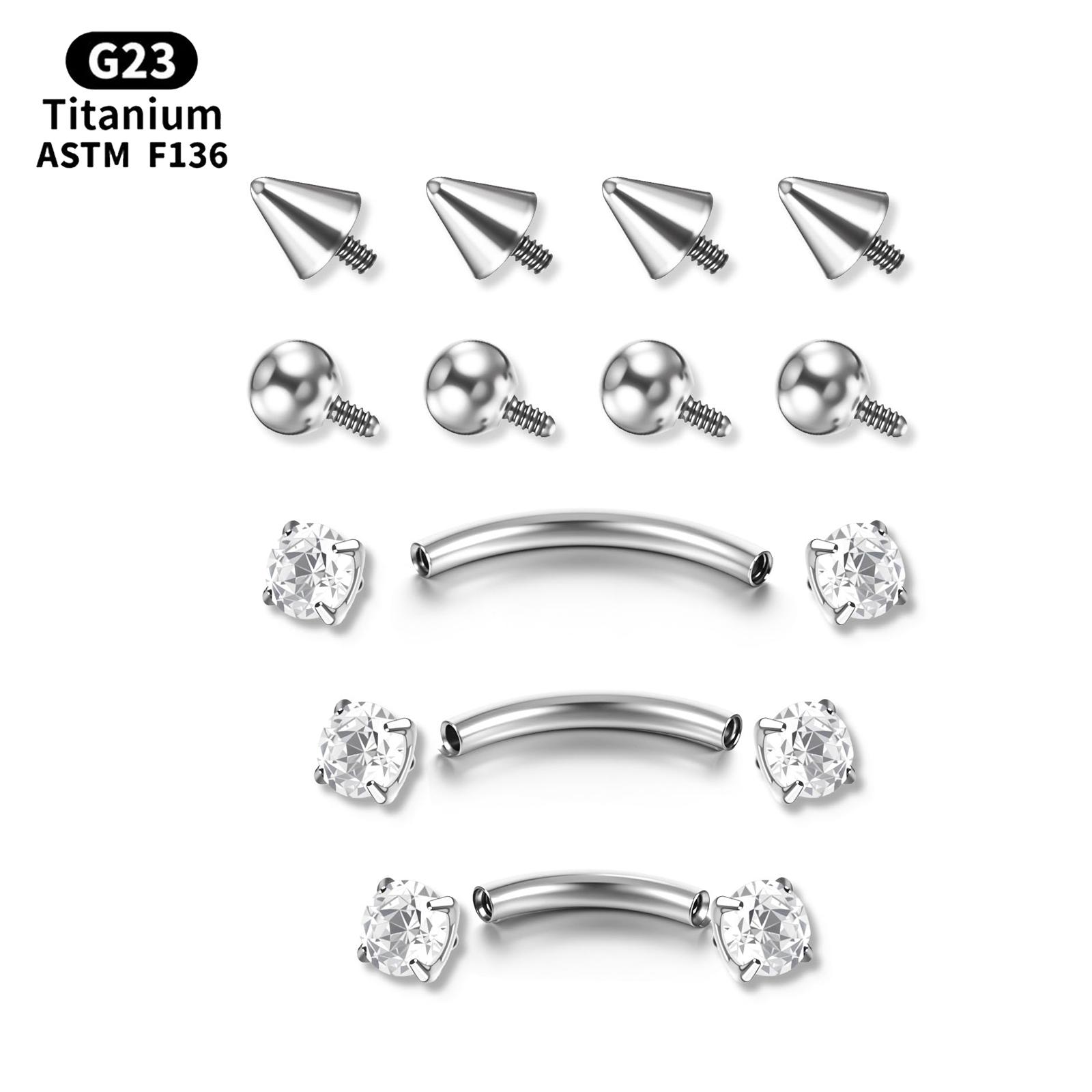 17Pcs Titanium Internal Thread - Body Jewelry Vertical Labret 评论和价格