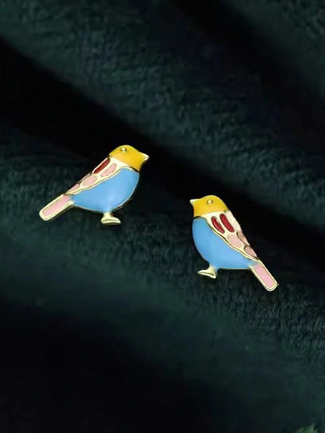 2pcs Pastel Enamel Bird Stud E - Yellow Body Jewelry 评论和价格