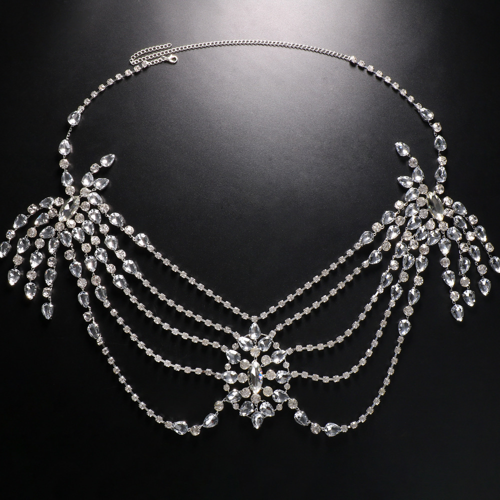 Boho Crystal Bridal Shoulder C - Body Jewelry Dress 评论和价格