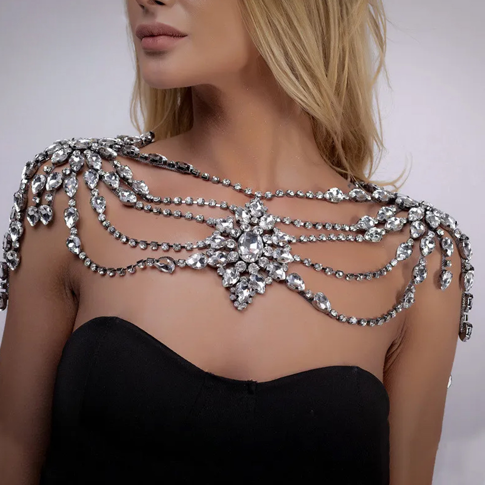Boho Crystal Bridal Shoulder C - Body Jewelry Dress 评论和价格