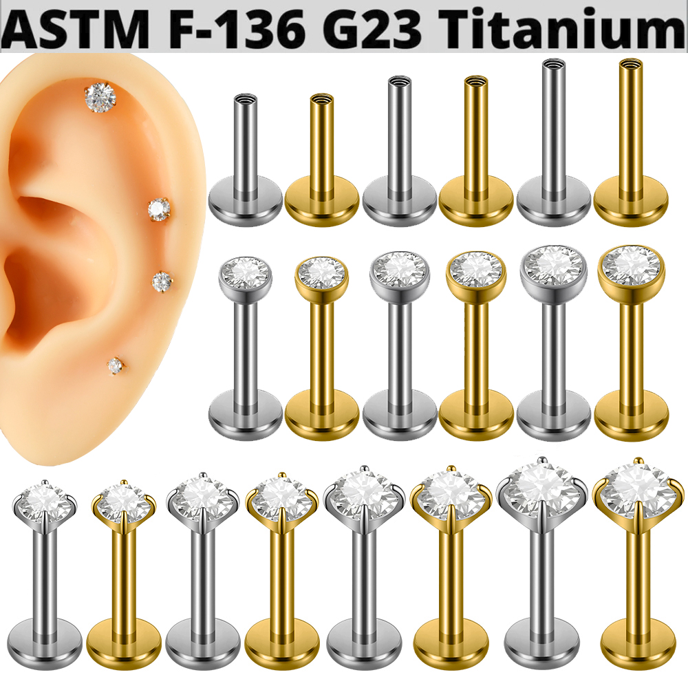 1PC G23 Titanium Claw Zircon L - Body Jewelry Internally Threaded 评论和价格