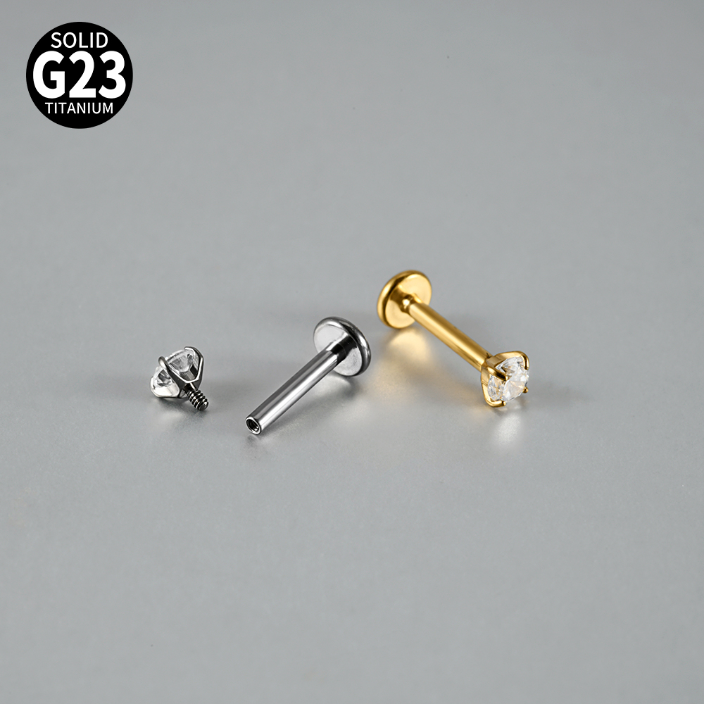 1PC G23 Titanium Claw Zircon L - Body Jewelry Internally Threaded 评论和价格