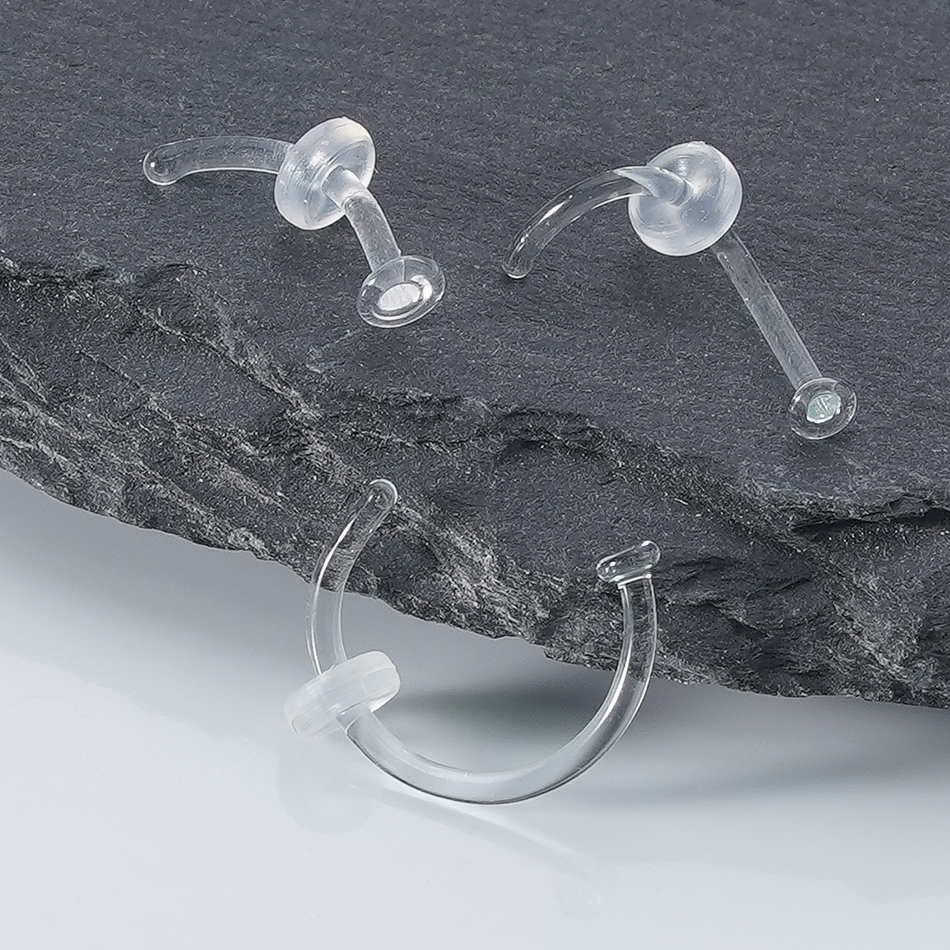 1/5PCS Glass Nose Stud Transpa - Body Jewelry Storage 评论和价格
