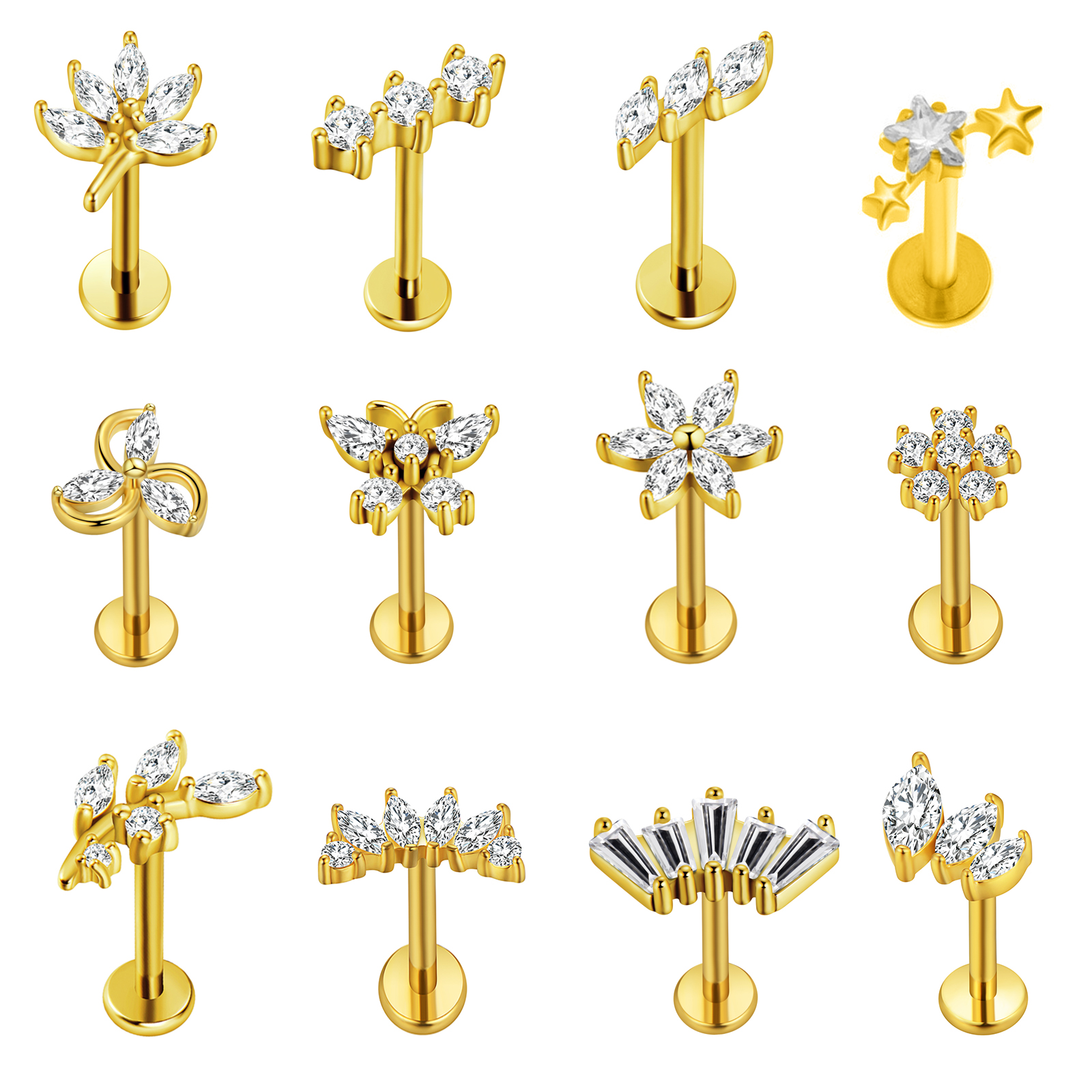 Maple Leaf Labret Piercing Sta - Body Jewelry Internally Threaded 评论和价格