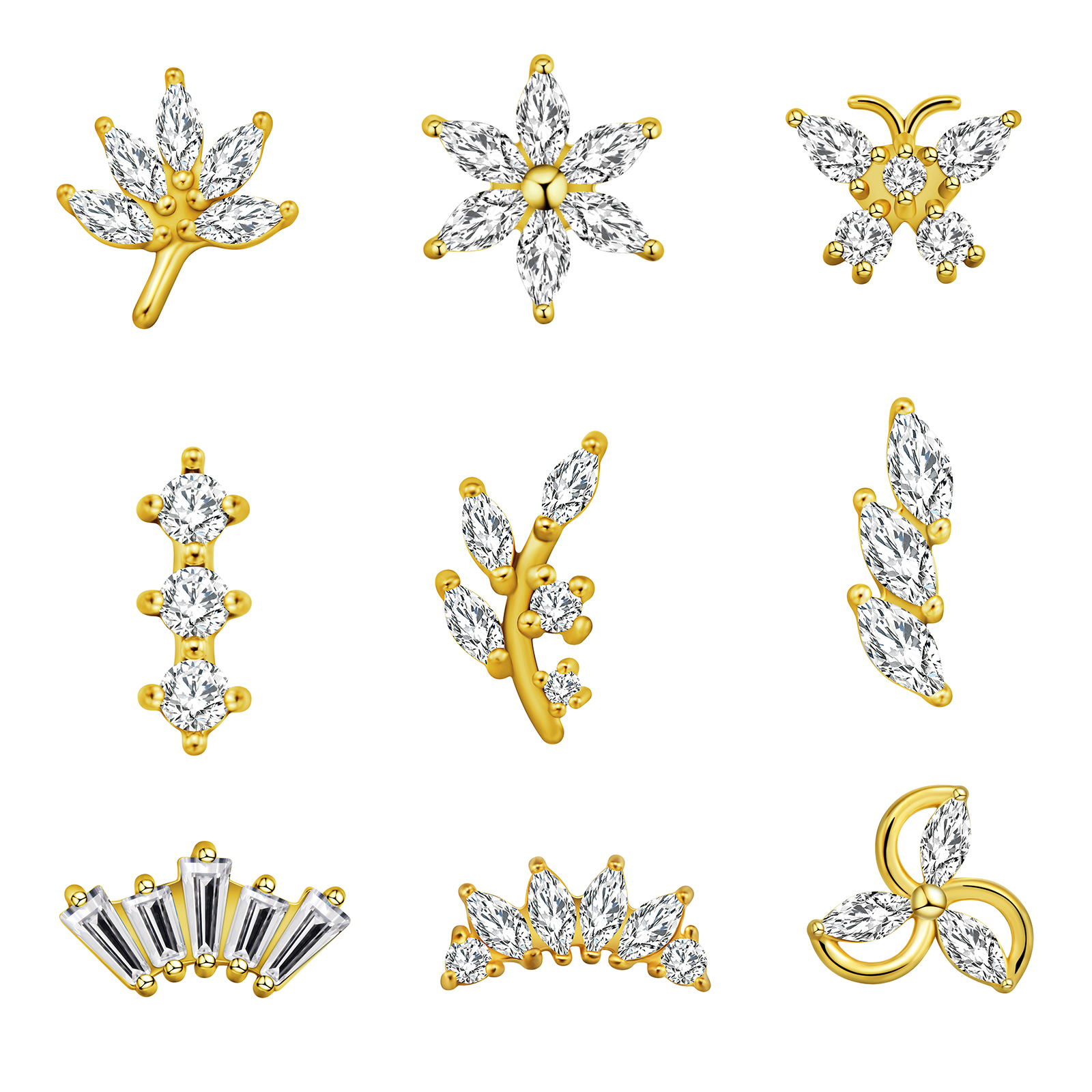 Maple Leaf Labret Piercing Sta - Body Jewelry Internally Threaded 评论和价格
