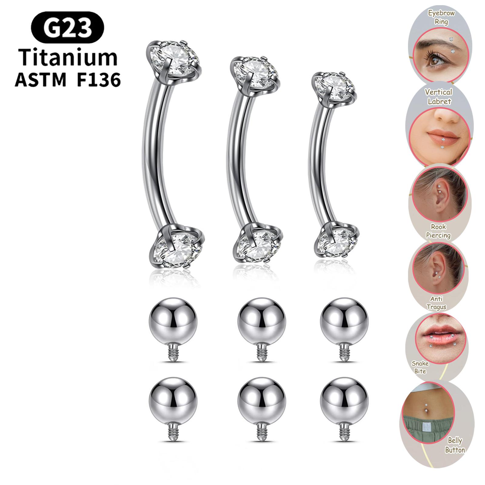 16G 6-10MM Titanium CZ Interna - Body Jewelry Vertical Labret 评论和价格