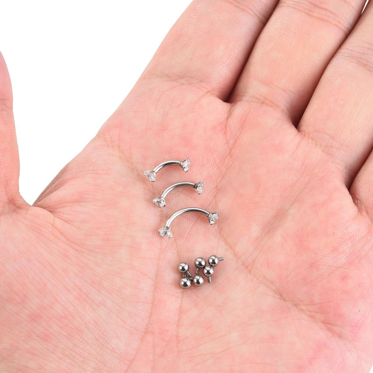 16G 6-10MM Titanium CZ Interna - Body Jewelry Vertical Labret 评论和价格