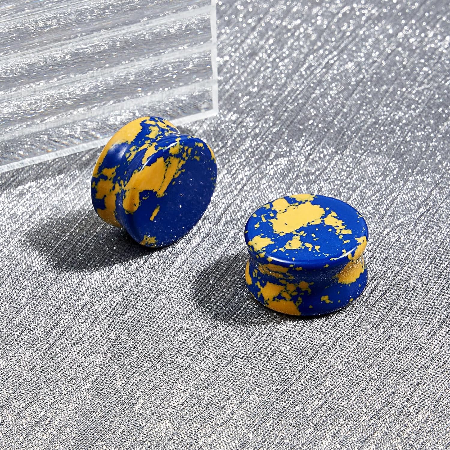 Stone Ear Gauges Plugs Saddle  - Yellow Body Jewelry 评论和价格