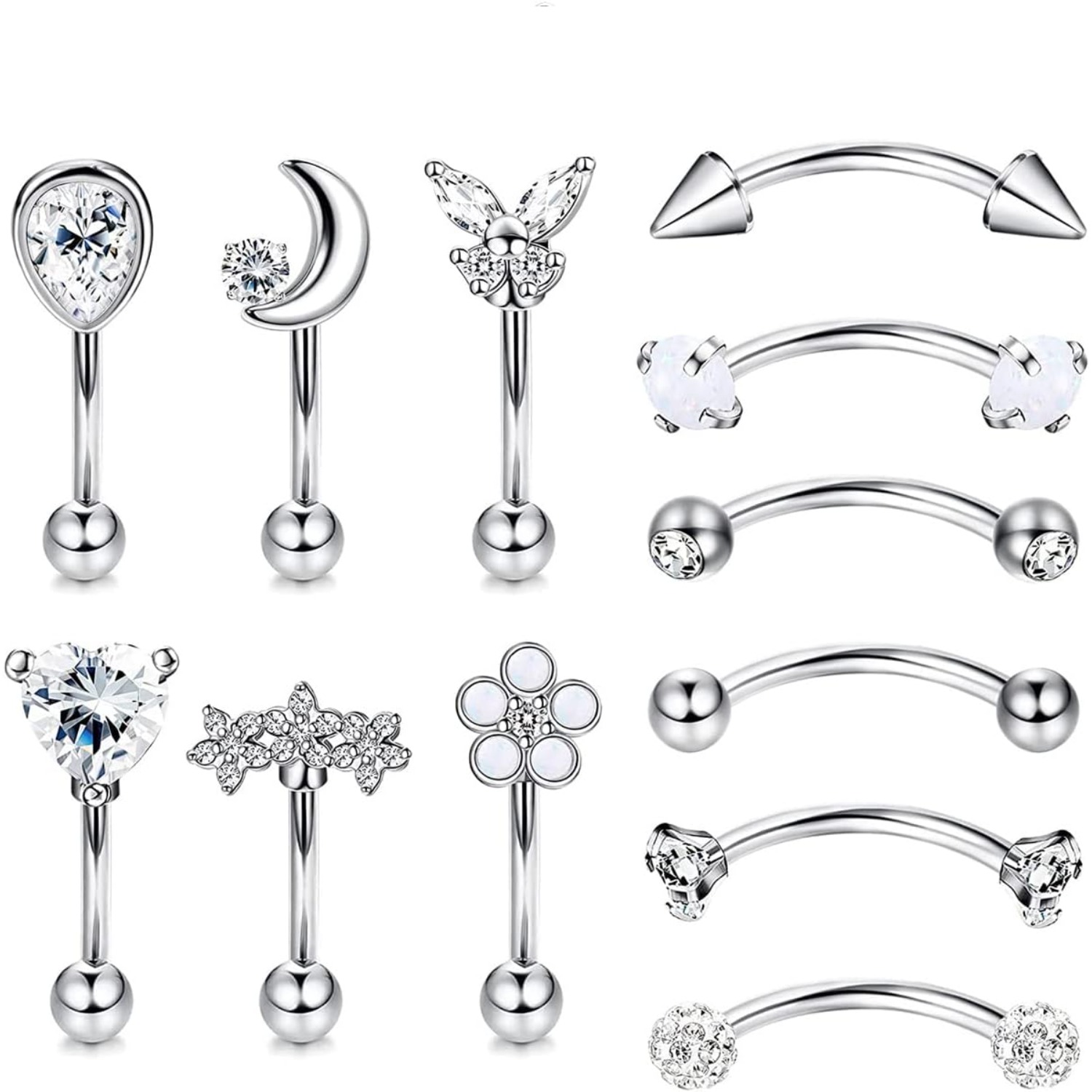 Bobisty 1PC Stainless Steel Cu - Eyebrow Curved Barbell 评论和价格